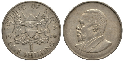 Кения 1 шиллинг 1968 Джомо Кениата KM 5 медно-никель VF 4185-614