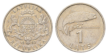 Латвия 1 лат 1992 KM 12 медно-никель 4702-358