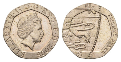 Великобритания 20 пенсов 2008 Елизавета II (1952-2022) KM 1111 медно-никель 4696-859