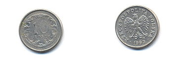 ПОЛЬША 10 ГРОШЕЙ 1993 KM 279 медно-никель 4379-918