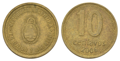 Аргентина 10 сентаво 2006 KM 107 алюминиевая бронза 4124-448