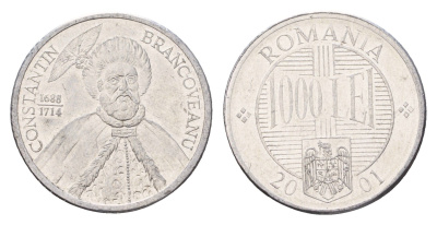 Румыния 1000 леев 2001 Константин Брынковяну (1654-1714) KM 153 алюминий 4703-815