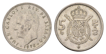 Испания 5 песет 1975 (80) Хуан Карлос I (1975-2014) KM 807 медно-никель 4707-347