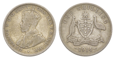 Австралия 1 шиллинг 1914 Георг V (1910-1936) KM 26 серебро 4178-417