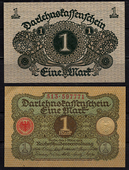 Германия 1 марка 1920 Pick 58 бумага aUNC 7198-22-2-1