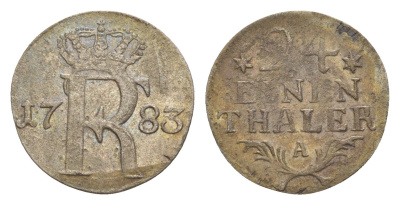 Пруссия 1/24 талера 1783 A, Фридрих II (1740-1786) KM 296 серебро 1525-1232