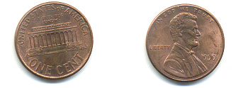 США 1 цент 1999 Авраам Линкольн KM 201b цинк плакированный медью UNC 179-517