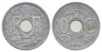 Франция 10 сантимов 1941 год-тип KM 895 цинк 4701-965