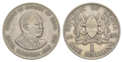 Кения 1 шиллинг 1989 Дэниэл арап Мои KM 20 медно-никель 4650-355