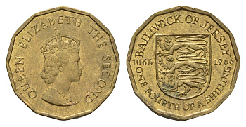 Джерси 1/4 шиллинга 1966 900 лет битве при Гастингсе KM 27 никель латунь aUNC 4622-225