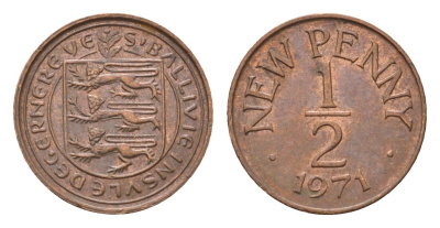 Гернси 1/2 пенни 1971 год-тип KM 20 бронза 4696-241
