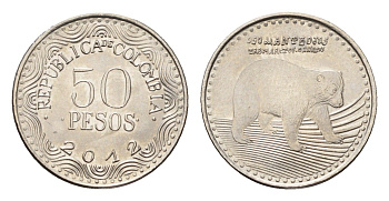Колумбия 50 песо 2012 KM 295 сталь плакированная никелем UNC 4696-1248