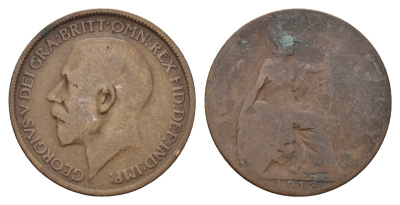 Великобритания 1/2 пенни 1913 Георг V (1910-1936) KM 809, Spink 4056 бронза 4699-414