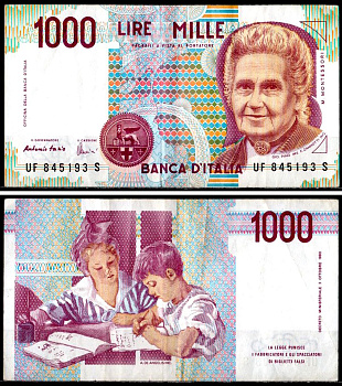 Италия 1000 лир 1990 Pick 114 c бумага 6281-53-3-1