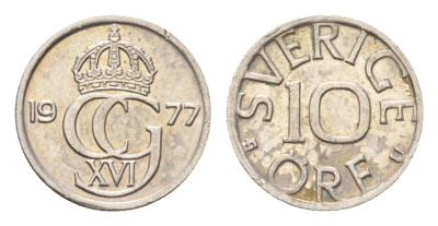 Швеция 10 эре 1977 Карл XVI Густав (1973- ) KM 850 медно-никель 4705-931