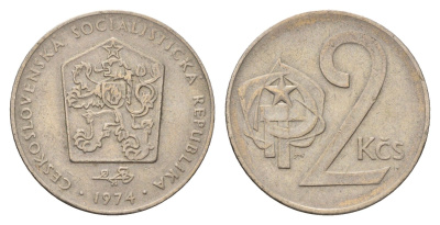 Чехословакия 2 кроны 1974 KM 75 медно-никель 4703-847
