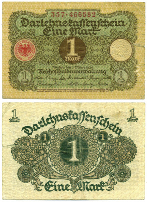 Германия 1 марка 1920 1 марта 1920 Pick 58, Розенберг 64 бумага 8614-22-2-1