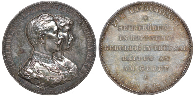Пруссия медаль ND (1906) послание к Римлянам 12 стих 12 : Seid Fr?hlich in Hoffnung Geduldig in Tr?bsal Haltet an am Gebet (Радуйтесь в надежде, будьте терпеливы в страданиях, постоянны в молитве.) Sommer-W82 серебро 3-4-7-09