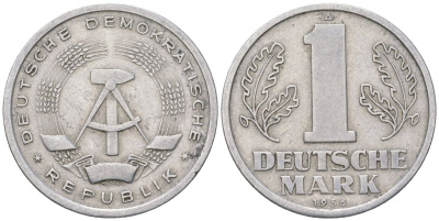 ГДР 1 марка 1956 A KM 13 алюминий 4575-446