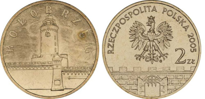 Польша 2 злотых 2005 MW, серия польские города, Колобжег (Kolobrzeg) KM 528, Parchimowicz 957 латунь UNC 603-842