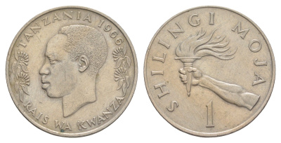 Танзания 1 шиллинг 1966 KM 4 медно-никель 4403-732