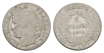 Франция 1 франк 1871 A KM 822 серебро 51-1757