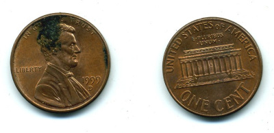 США 1 цент 1999 D, Авраам Линкольн KM 201b цинк плакированный медью 46-1063