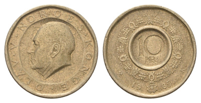 Норвегия 10 крон 1985 Улаф V (1957-1991) KM 427 никель латунь 4703-323