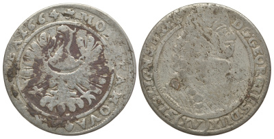 Силезия-Легница-Бжег 15 крейцеров 1664 Георг III (1639-1664) серебро 413-1613