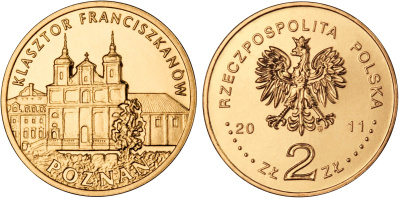 Польша 2 злотых 2011 MW, серия польские города, Познань (Poznan) KM 794 нордик UNC 4676-844