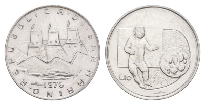 Сан-Марино 10 лир 1976 Республика KM 54 алюминий UNC 4648-236
