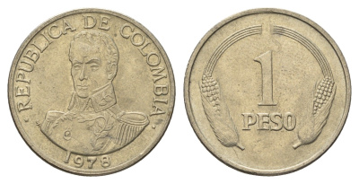 Колумбия 1 песо 1978 Симон Боливар KM 258.2 медно-никель UNC 4698-127