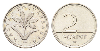 Венгрия 2 форинта 1996 KM 693 медно-никель UNC 4705-1156