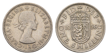 Великобритания 1 шиллинг 1956 Елизавета II (1952-2022), Шотландский герб KM 905, Spink 4148 медно-никель 4695-813