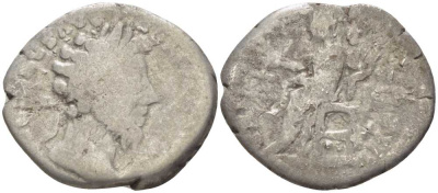 Римская Империя денарий 161 - 169 Луций Вер fine RIC 595 серебро 1073-3-10-7