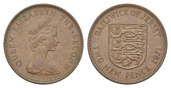 Джерси 2 новых пенса 1971 Елизавета II (1952-2022) KM 31 бронза 4703-1044