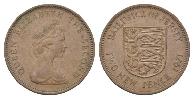 Джерси 2 новых пенса 1971 Елизавета II (1952-2022) KM 31 бронза 4703-1044
