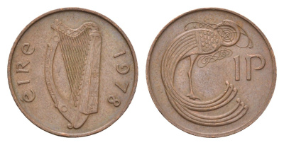 Ирландия 1 пенни 1978 мифологическая птица лира KM 20 бронза 4696-414