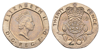 Великобритания 20 пенсов 1989 Елизавета II (1952-2022) KM 939, Spink 4361 (G2) медно-никель 4696-842