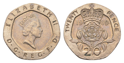 Великобритания 20 пенсов 1989 Елизавета II (1952-2022) KM 939, Spink 4361 (G2) медно-никель 4696-842