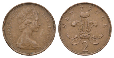 Великобритания 2 пенса 1971 Елизавета II (1952-2022) KM 916, Spink 4235 (C1) бронза 4699-431