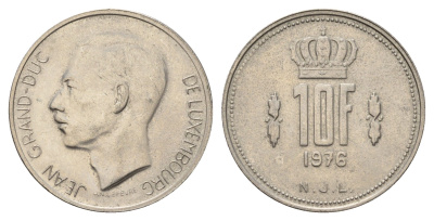 Люксембург 10 франков 1976 Великий герцог Жан (1964-2000) KM 57 никель 4707-157