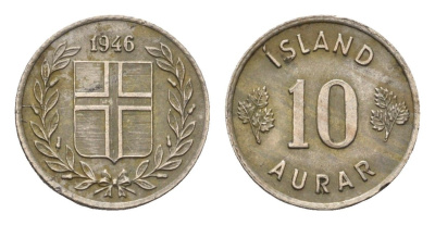 Исландия 10 эйре 1946 KM 10 медно-никель 4696-253