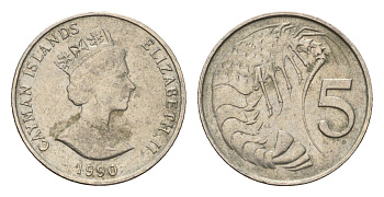 Каймановы острова 5 центов 1990 KM 88 медно-никель 4689-1159