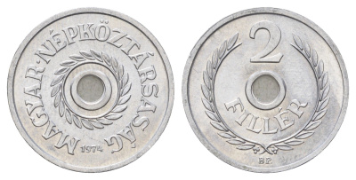Венгрия 2 филлера 1974 ВР KM 546 алюминий BU 4659-342