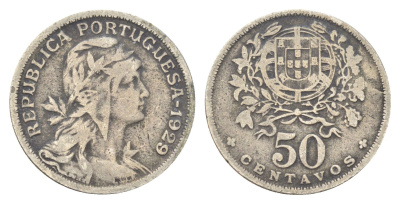 Португалия 50 сентаво 1929 KM 577 никель латунь 4706-613