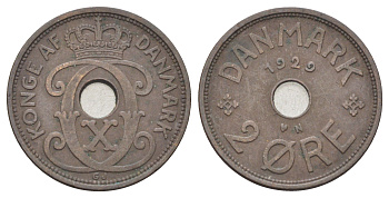 Дания 2 эре 1929 N, Кристиан X (1912-1947) KM 827 бронза 4701-741