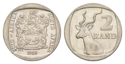 ЮАР 2 ранда 1989 KM 139 медь плакированная никелем UNC 4597-337