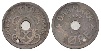 Дания 2 эре 1927 NCH, Кристиан X (1912-1947) KM 827 бронза 4701-652