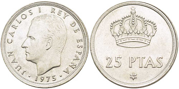 Испания 25 песет 1975 (78) Хуан Карлос I (1975-2014) KM 808 медно-никель 67-1027